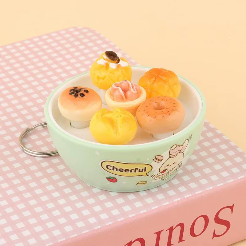 New Sensory Fidget Stress Relief Keychain Mini Simulation Fruit Bowl Whack a Mole Toy Soft for Office Worker Pressure Relief