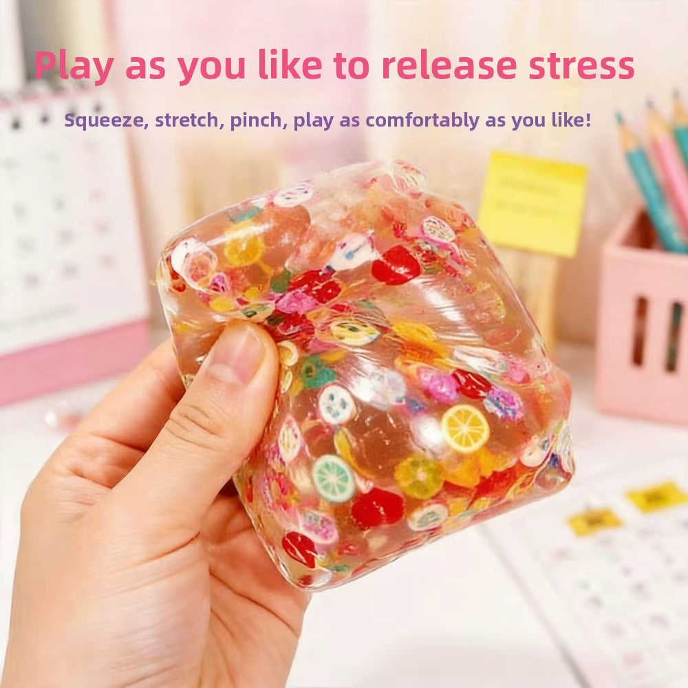 Taba Squishy Stress Balls Cube - Fruit Sensory Fidget Toy Slow Rise Squishy Toys for for ADHD Autism Office Desk Squeeze Gift