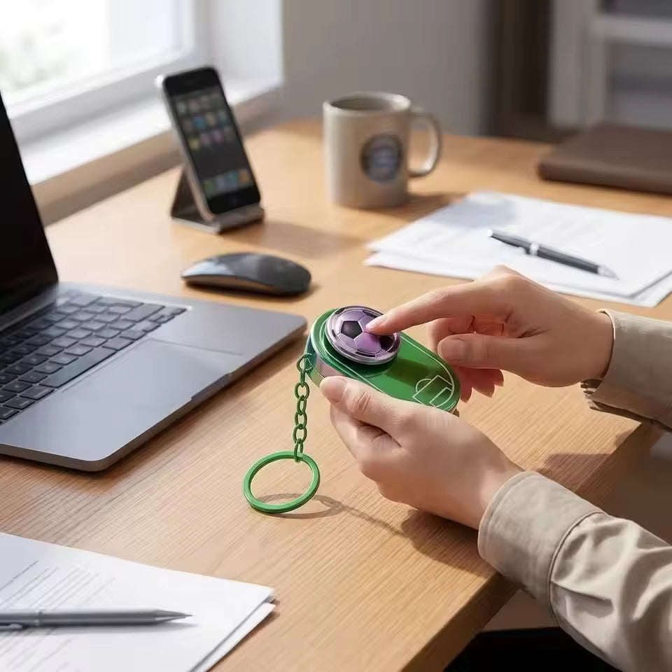 Football Fidget Spinner Keychain Push Pop Decompression Fidget Toy Portable Stress Relief Sensory Toy Key Ring Sports Fans 1Pcs
