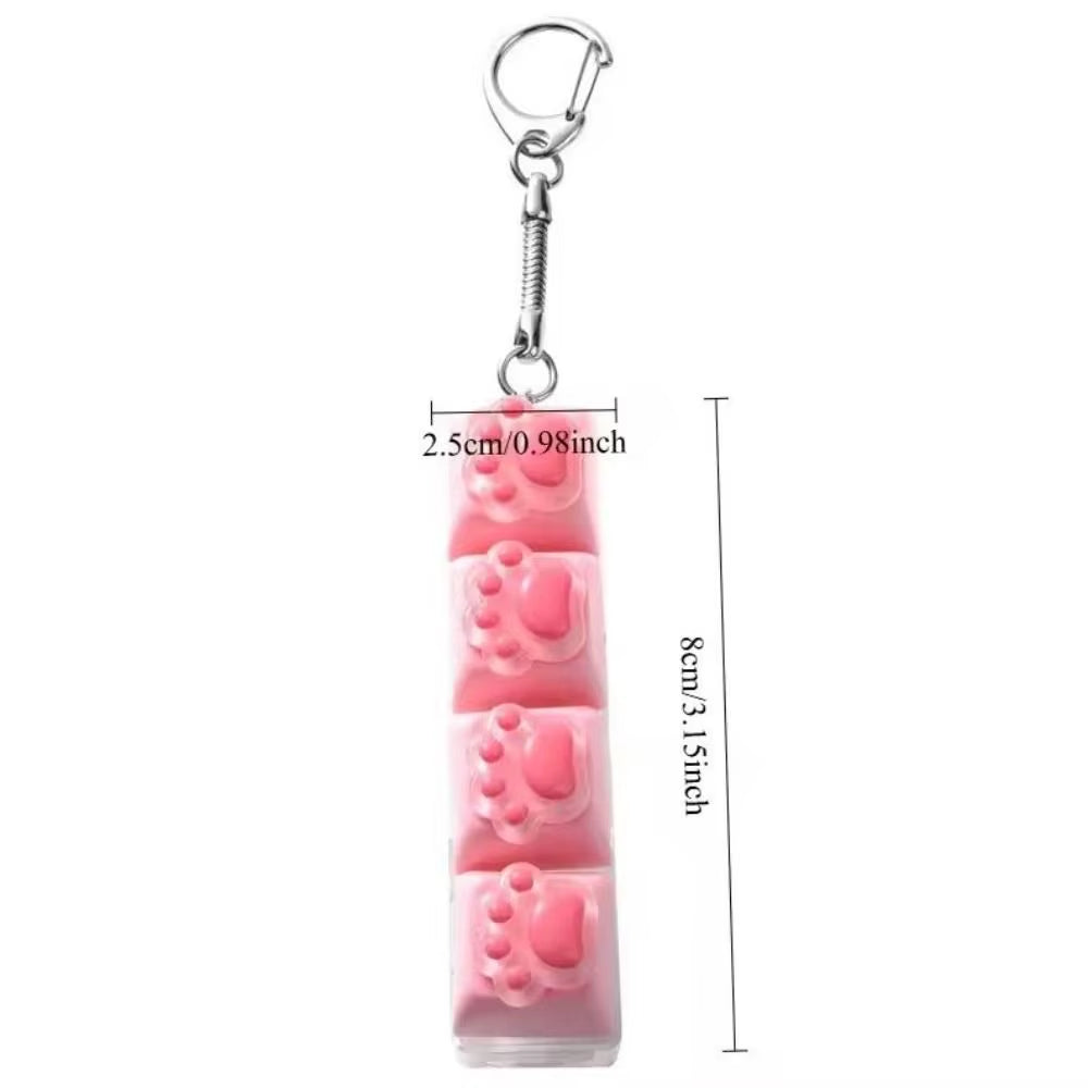 Backpack Pendant Cat'S Paw Keyboard Fidget Colorful Design Smooth Texture Cat Paw Squishy Keychain Cat Paw Shape 4 Keys