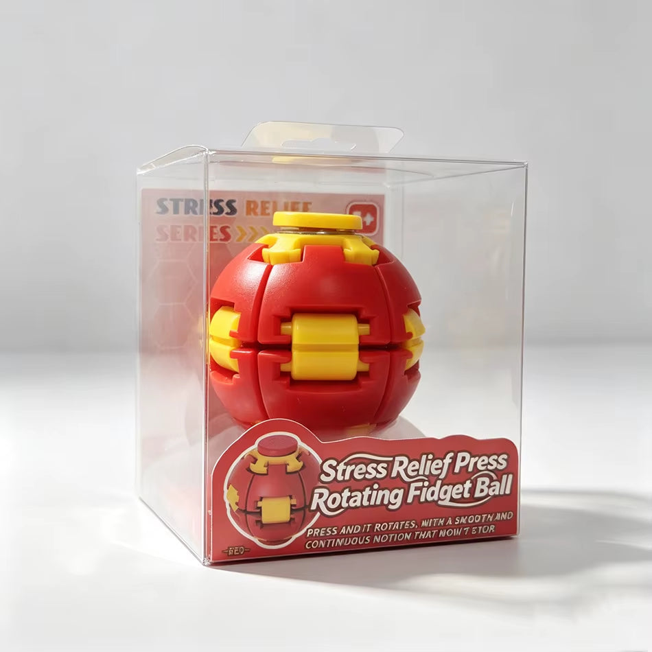 3D Printed Press to Spin Gear Fidget Ball Transformable Fidget Spinner Anxiety Stress Relief Toy Desktop Ornament Novelty Gift