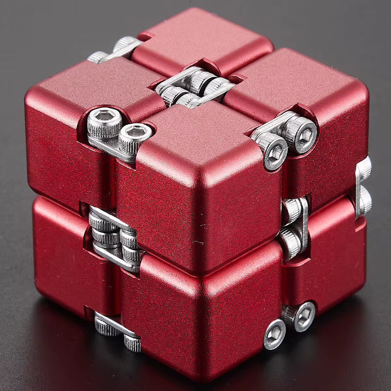 Infinity Cube Fidget Toy - Durable Aluminum Alloy Stress Relief Tool for Adults - Pocket-Sized Decompression Gift for Daily Use