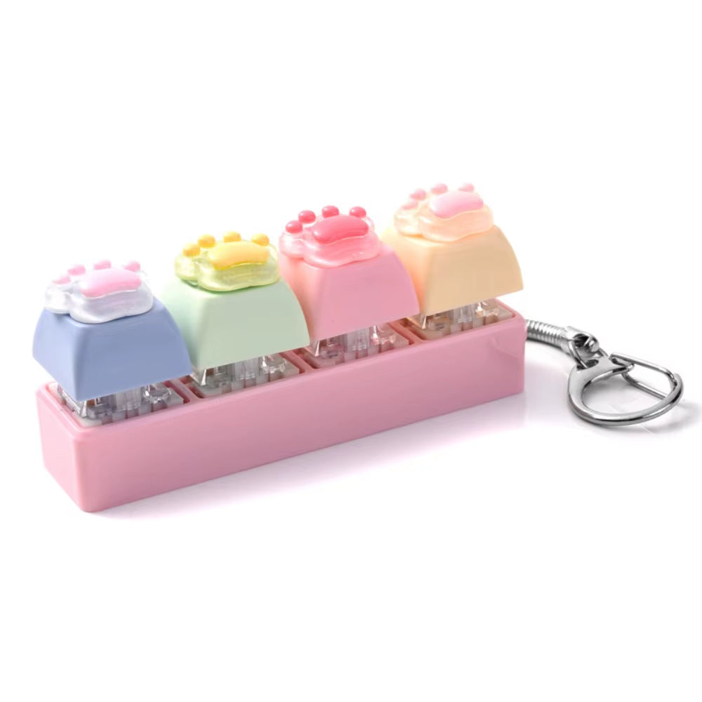 Backpack Pendant Cat'S Paw Keyboard Fidget Colorful Design Smooth Texture Cat Paw Squishy Keychain Cat Paw Shape 4 Keys