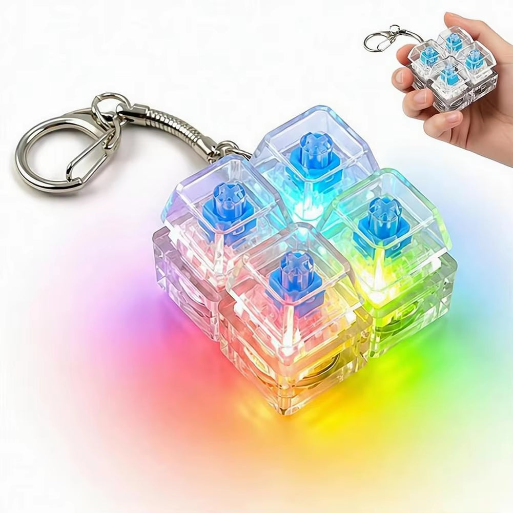 Colorful LED Clicky Mechanical Keyboard Switch Fidget Keychain - Stress Relief Sensory Pendant Gift