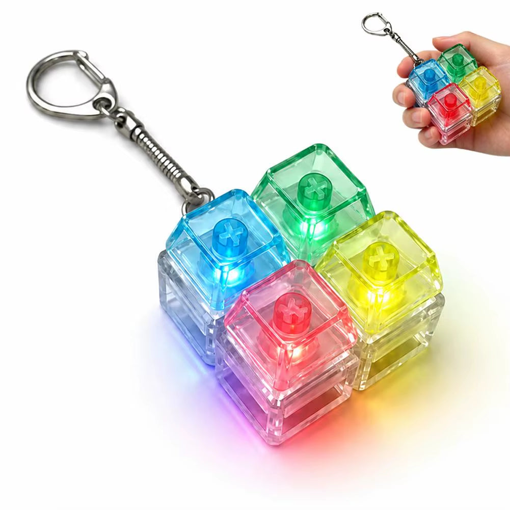 Colorful LED Clicky Mechanical Keyboard Switch Fidget Keychain - Stress Relief Sensory Pendant Gift