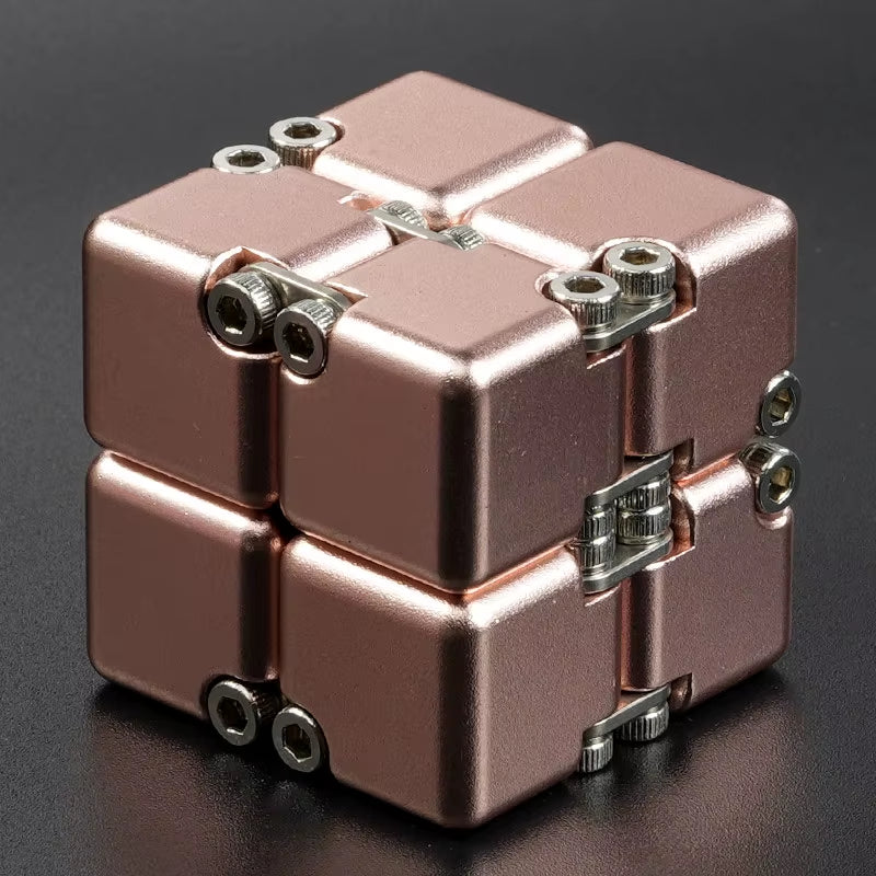 Infinity Cube Fidget Toy - Durable Aluminum Alloy Stress Relief Tool for Adults - Pocket-Sized Decompression Gift for Daily Use