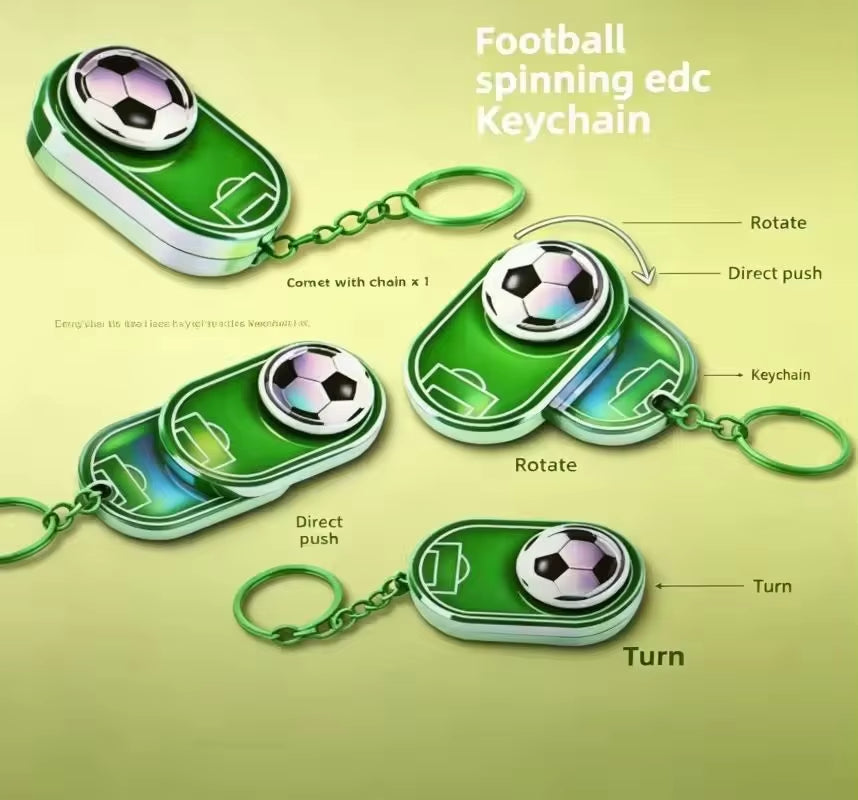 Football Fidget Spinner Keychain Push Pop Decompression Fidget Toy Portable Stress Relief Sensory Toy Key Ring Sports Fans 1Pcs