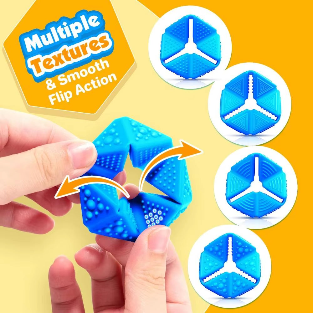 4Pcs New Silicone Fidget Sensory with Textures Stress Reduce Sensory Flip Cube ADHD Fidget Tactile Stimulation
