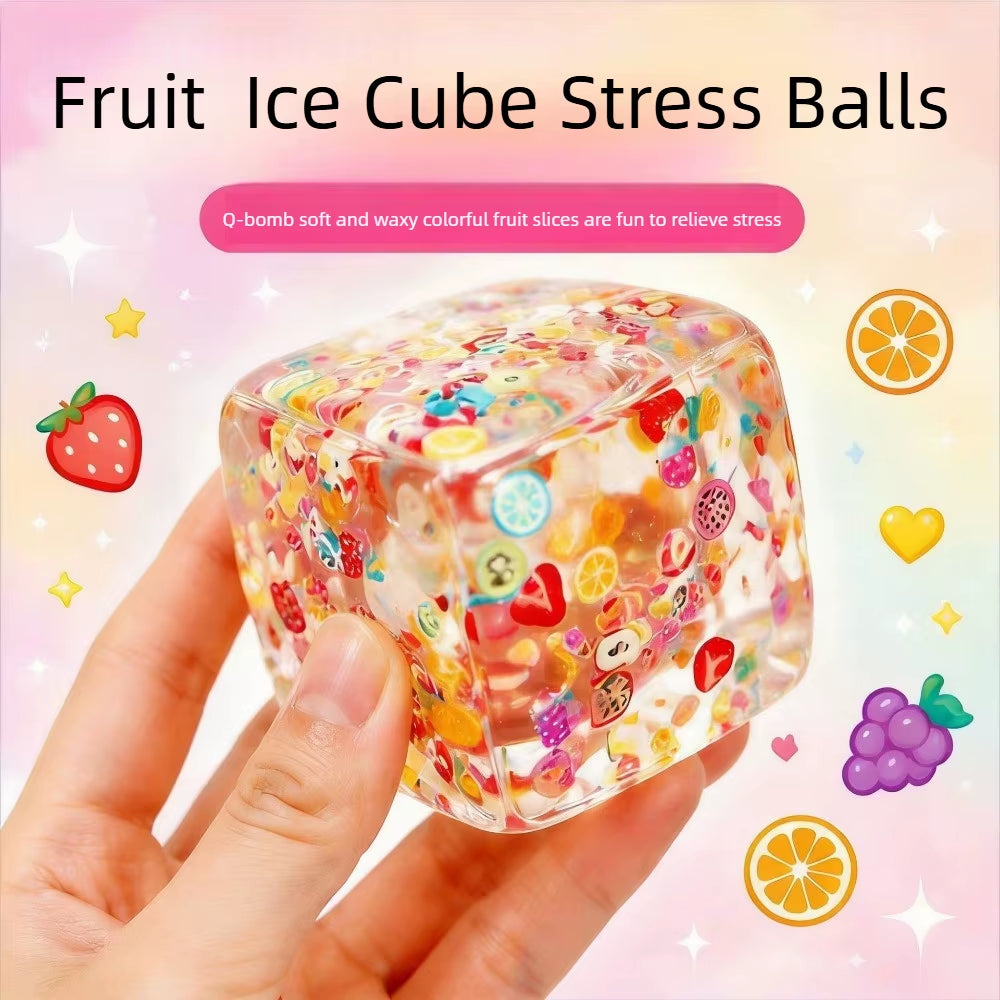 Taba Squishy Stress Balls Cube - Fruit Sensory Fidget Toy Slow Rise Squishy Toys for for ADHD Autism Office Desk Squeeze Gift