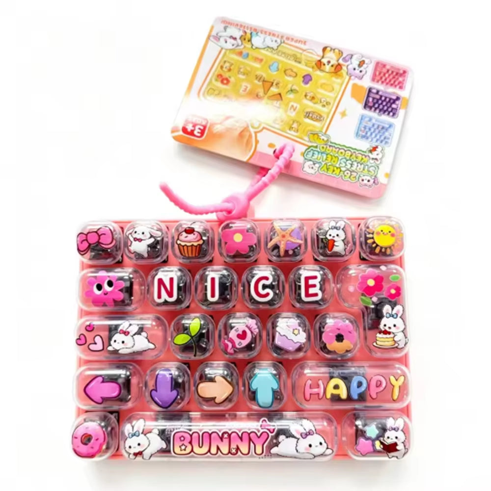 Grid Keycap Clicker anti Stress Fidget Keyboard Keychain Decompression Button Cartoon Hand Relax Party Favor Gift