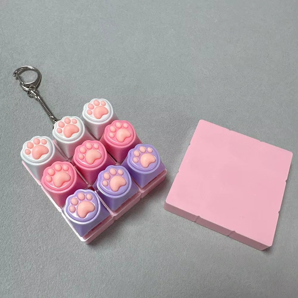 Silent Keyboard Fidget Toy,Fidget Keyboard for Stress Relief Cat'S Paw Keyboard Fidget Clicker,Anti-Anxiety Keyboard Keychains