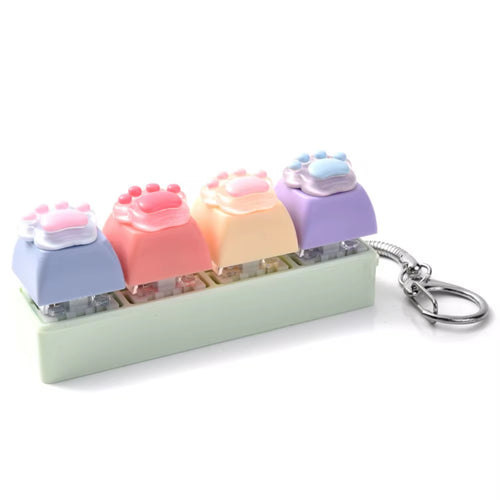 Backpack Pendant Cat'S Paw Keyboard Fidget Colorful Design Smooth Texture Cat Paw Squishy Keychain Cat Paw Shape 4 Keys
