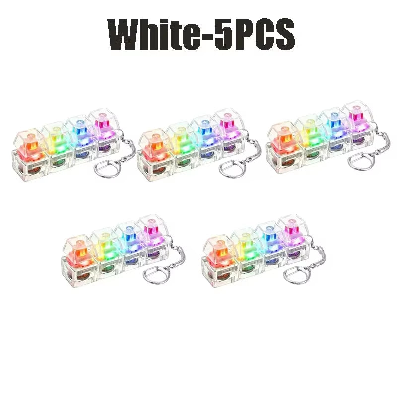 2026 Keyboard Clicker with LED Light Keychain 4-Key Transparent Keyboard Toy Anxiety Relieving Clicker