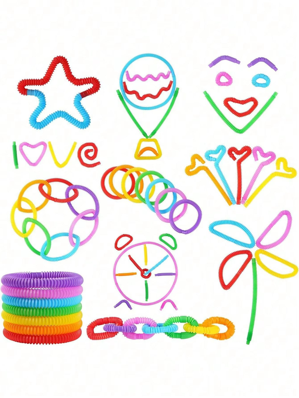 4/8/24/36/72PCS Pop Tube Relief Toy Random Color Pop Tube Fidget Toy, Colorful Tubes for Stress and Anxiety Relief