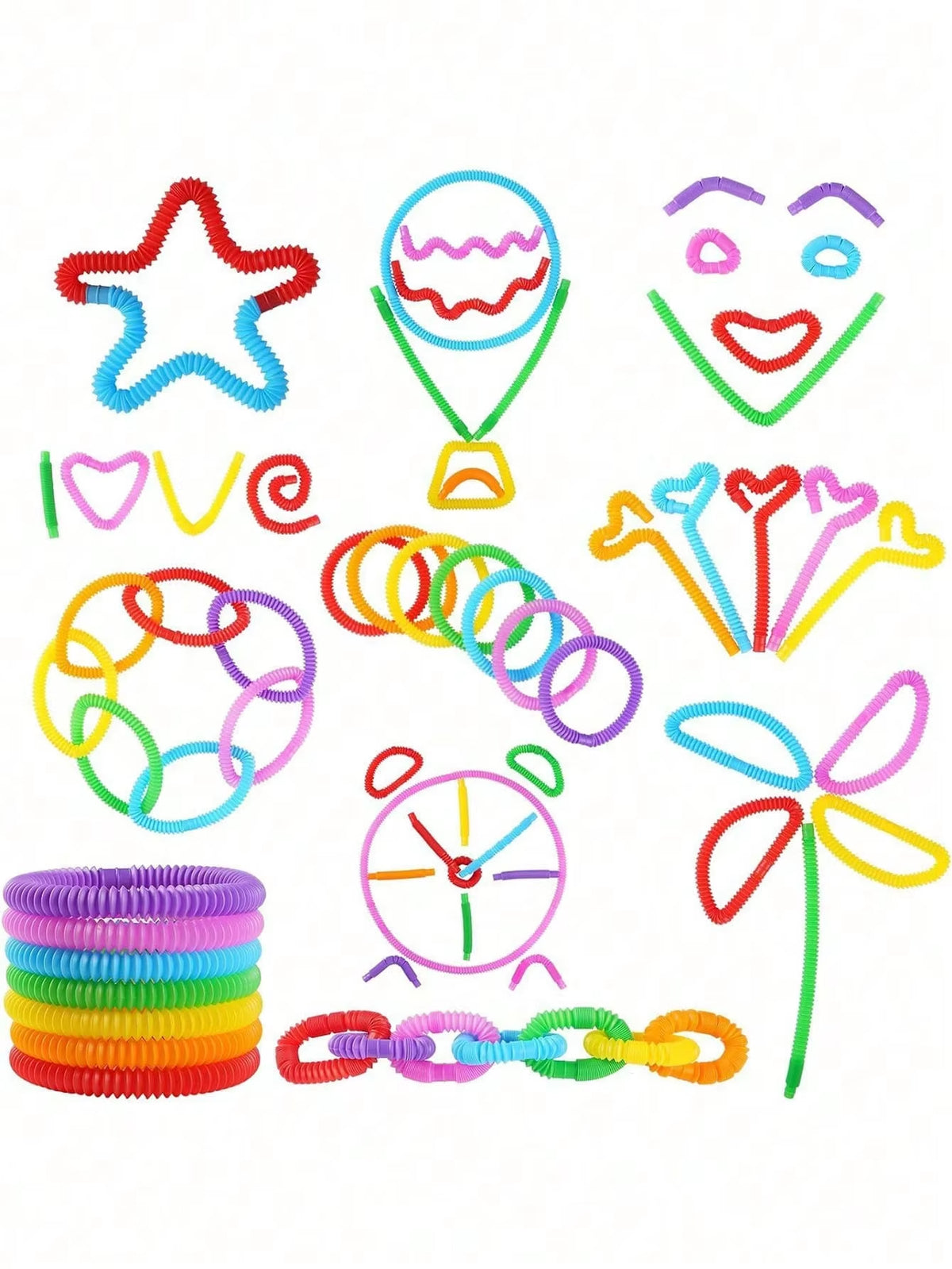4/8/24/36/72PCS Pop Tube Relief Toy Random Color Pop Tube Fidget Toy, Colorful Tubes for Stress and Anxiety Relief