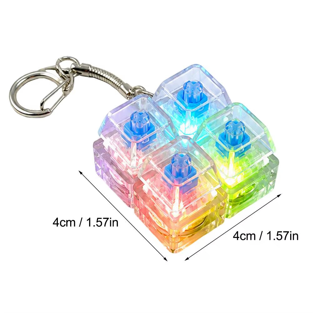 Colorful LED Clicky Mechanical Keyboard Switch Fidget Keychain - Stress Relief Sensory Pendant Gift