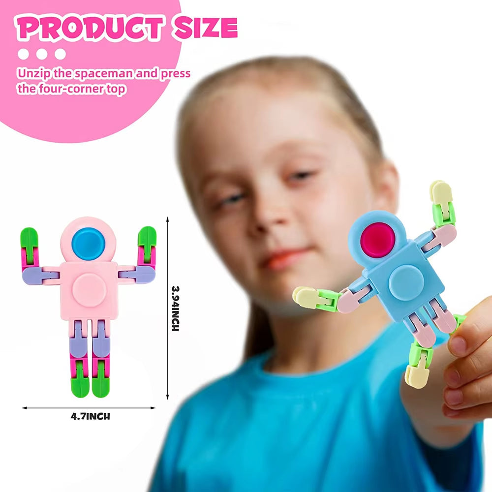 Transformable 4PCS Fidget Sensory Spinner Chains - Perfect for Birthday Goodie Bags, Classroom Prizes & Fun Gifts!