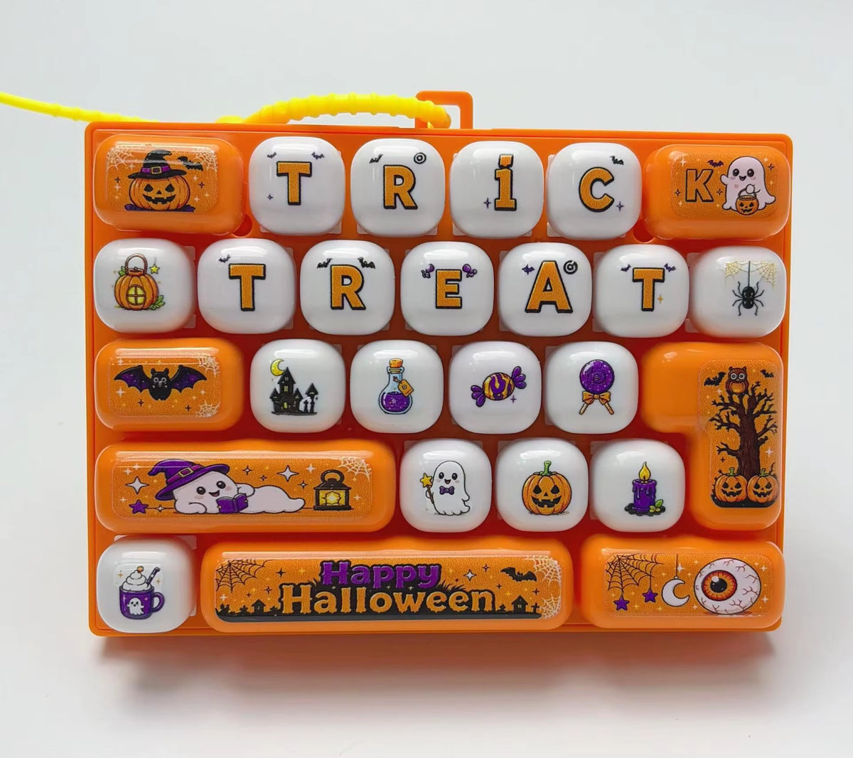 Spooky Fun Halloween 26-Grid Keycap Clicker Keychain - Stress Relief Fidget Charm for Backpacks & Gifts