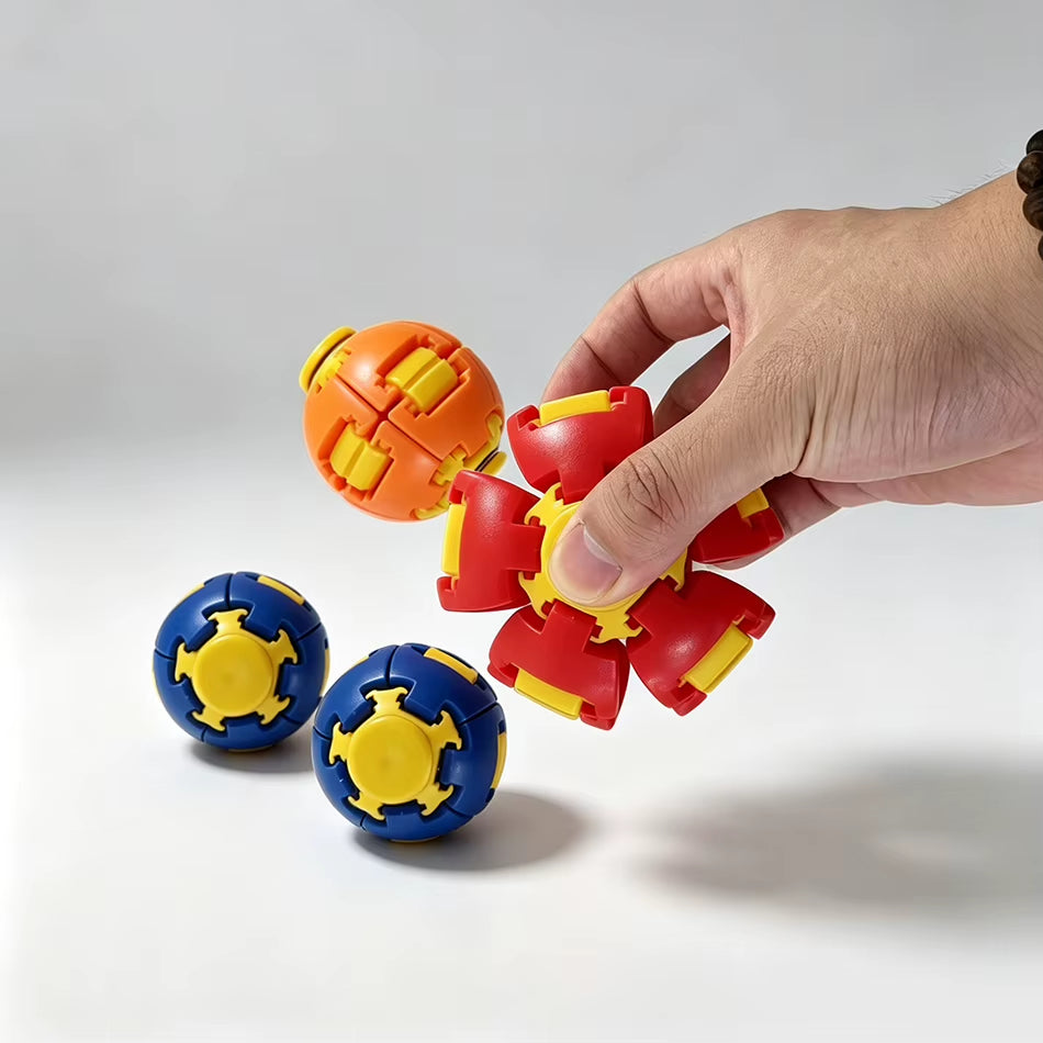 3D Printed Press to Spin Gear Fidget Ball Transformable Fidget Spinner Anxiety Stress Relief Toy Desktop Ornament Novelty Gift