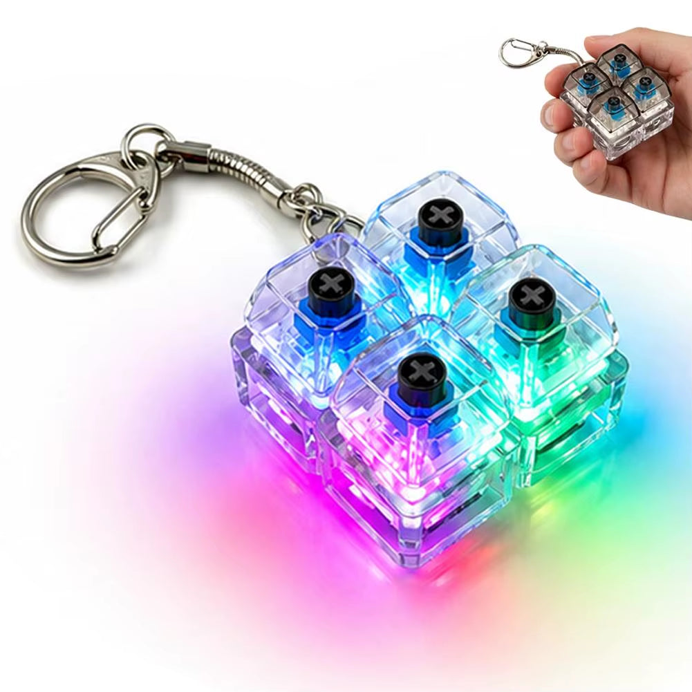 Colorful LED Clicky Mechanical Keyboard Switch Fidget Keychain - Stress Relief Sensory Pendant Gift