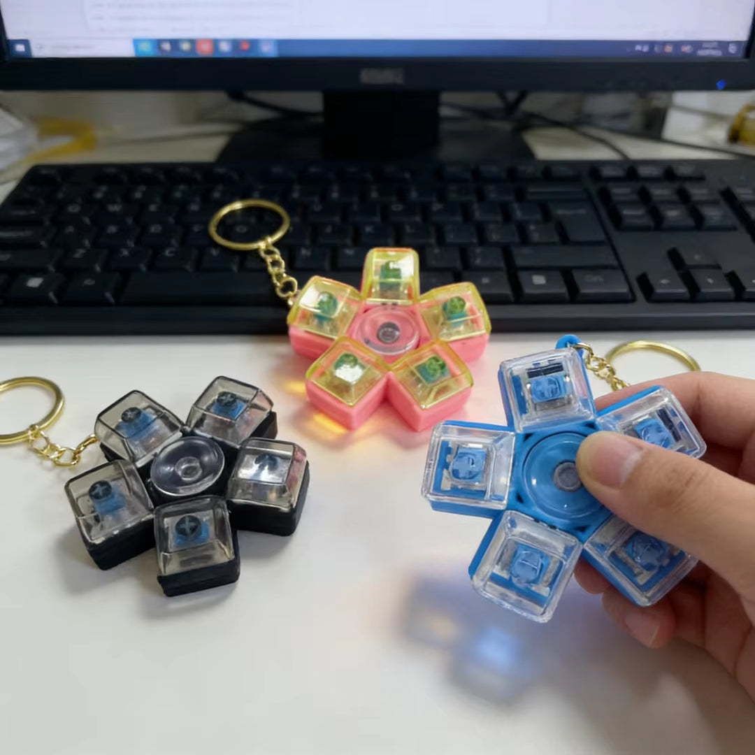 1 Piece of a Five-Key Mechanical Button Fidget Spinner Keychain in a Random Color, Portable Stress-Relief Ornament, Small Toy for Students and Office Workers to Relieve Anxiety, Creative Holiday Gift