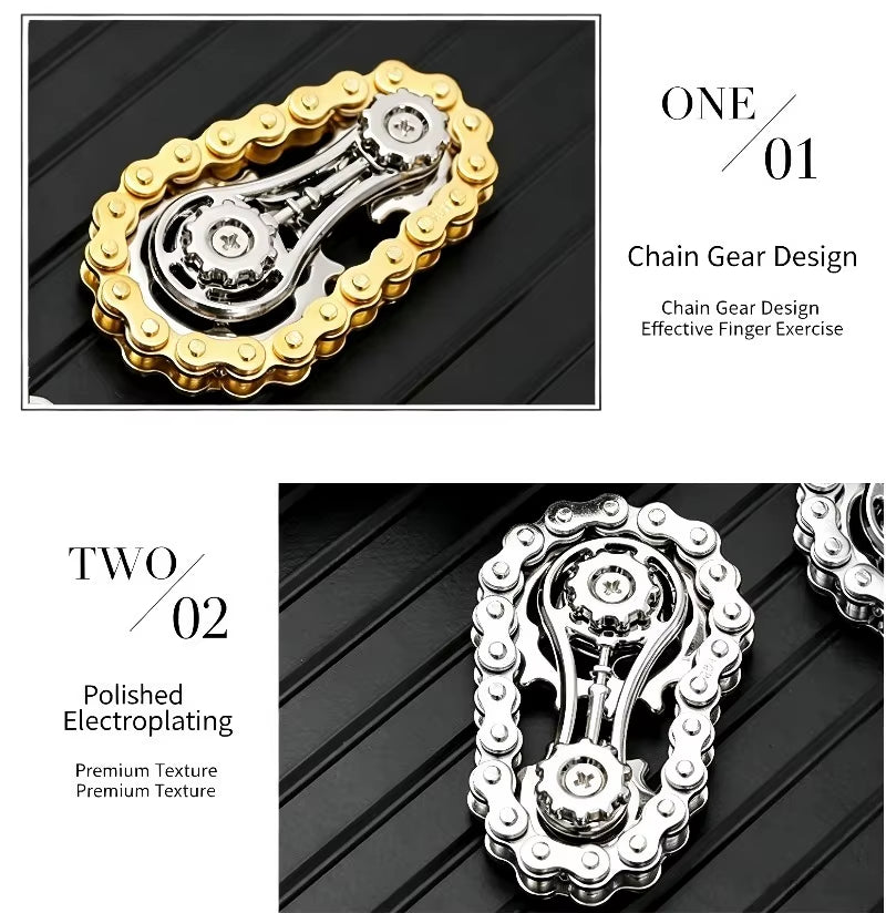 Pressure Relief Finger Chain Fidget Spinner - Metal Edition for Anxiety Relief