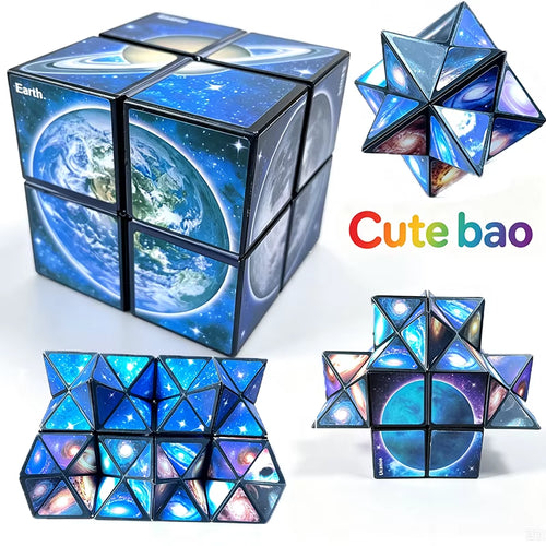 2 in 1 Star Sky Cube Magic Cube Toy Infinite Cube Fidget Toy Puzzle Twist Toy Creative Stress Relief Plaything Birthday Present