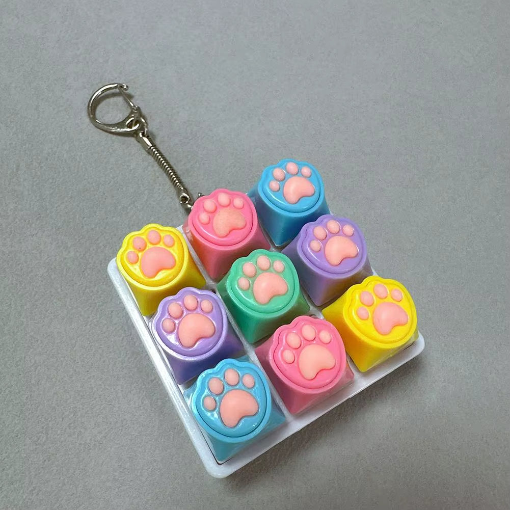 Silent Keyboard Fidget Toy,Fidget Keyboard for Stress Relief Cat'S Paw Keyboard Fidget Clicker,Anti-Anxiety Keyboard Keychains