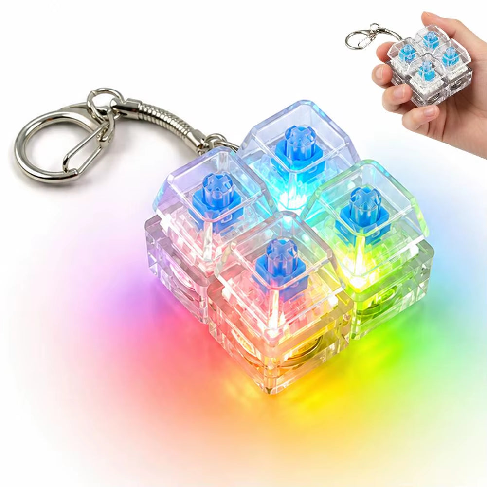 Colorful LED Clicky Mechanical Keyboard Switch Fidget Keychain - Stress Relief Sensory Pendant Gift