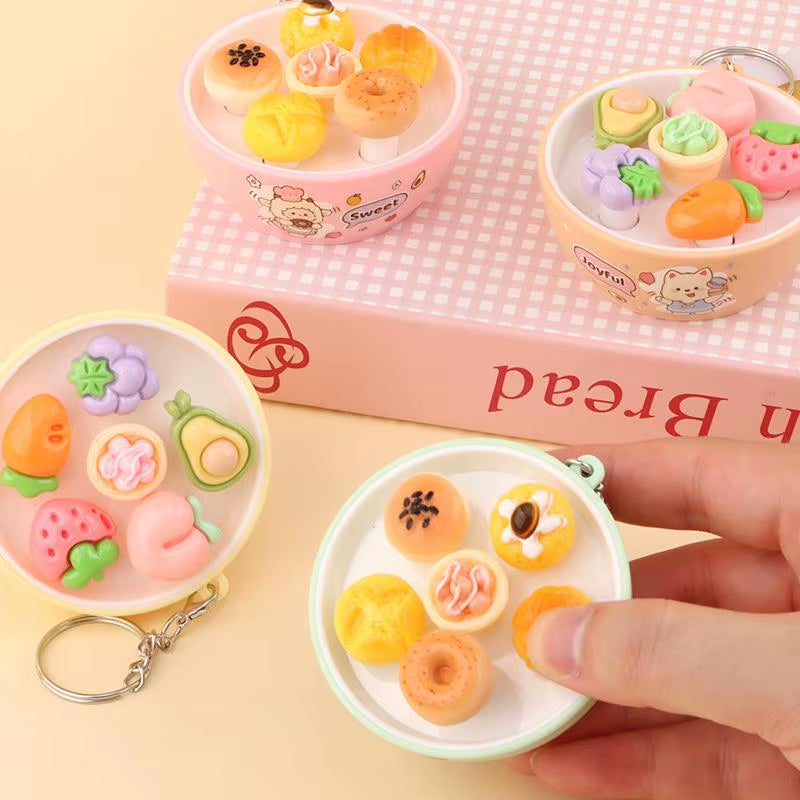 New Sensory Fidget Stress Relief Keychain Mini Simulation Fruit Bowl Whack a Mole Toy Soft for Office Worker Pressure Relief