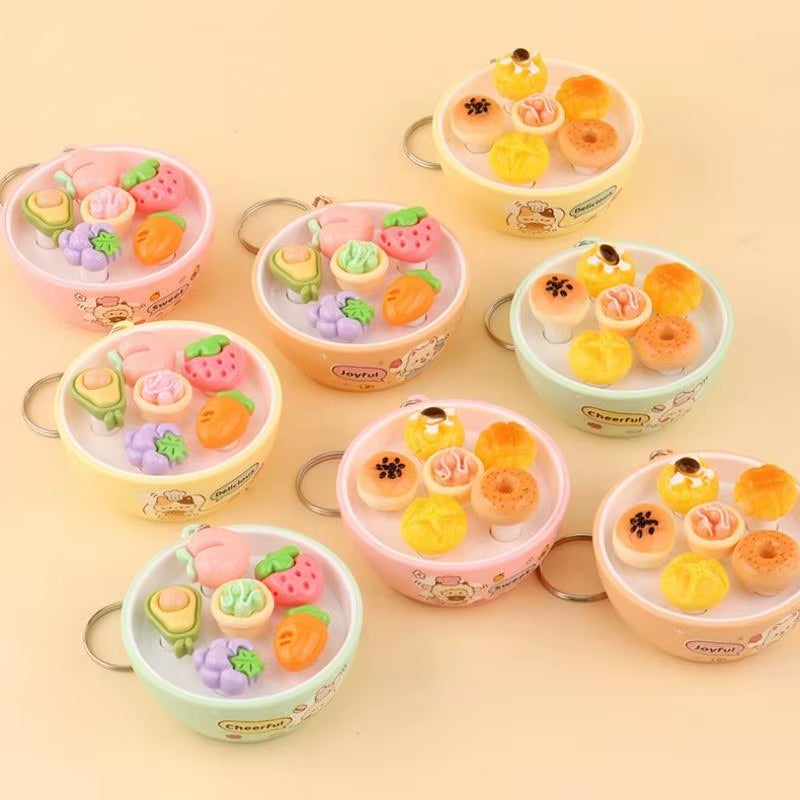 New Sensory Fidget Stress Relief Keychain Mini Simulation Fruit Bowl Whack a Mole Toy Soft for Office Worker Pressure Relief