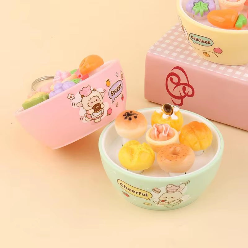 New Sensory Fidget Stress Relief Keychain Mini Simulation Fruit Bowl Whack a Mole Toy Soft for Office Worker Pressure Relief