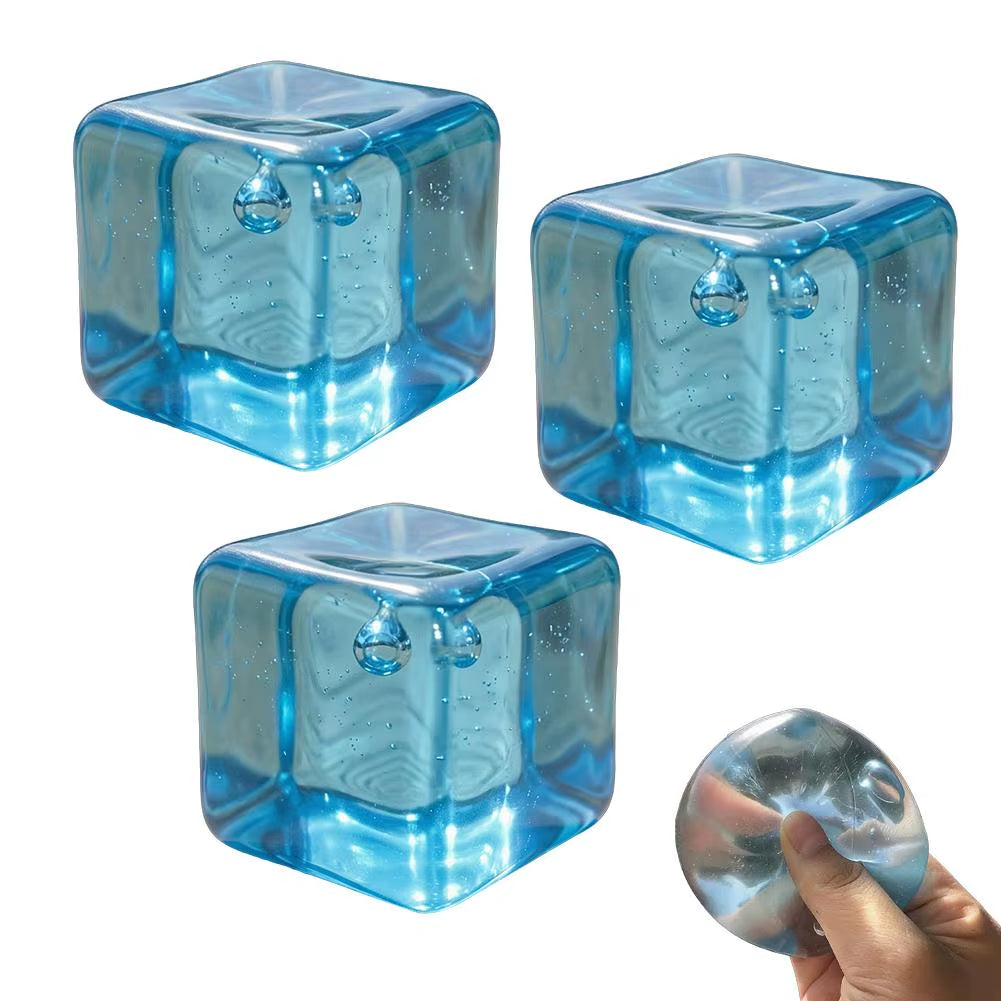 Ice Cube Fidget Toy Soft Squishy Sensory Stress Relief Gadget for Adults and Kids Portable Desk Toy for Focus and Anxiety