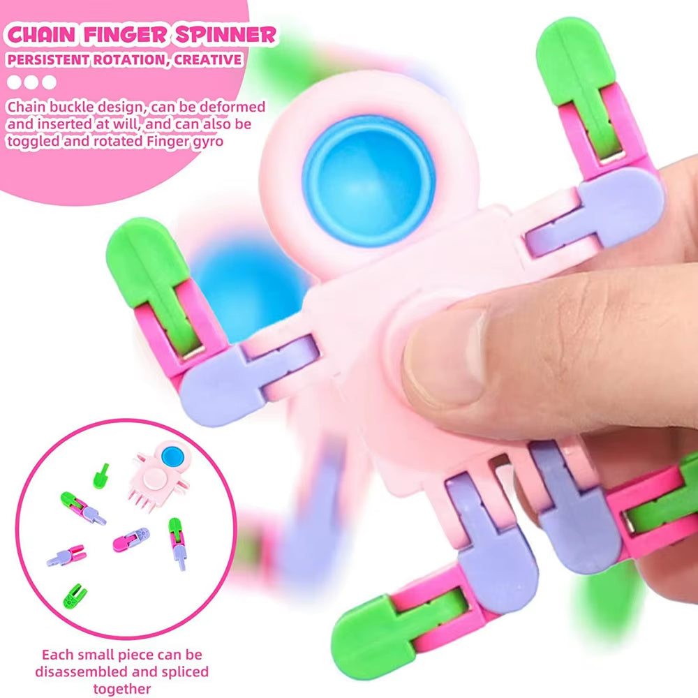 Transformable 4PCS Fidget Sensory Spinner Chains - Perfect for Birthday Goodie Bags, Classroom Prizes & Fun Gifts!