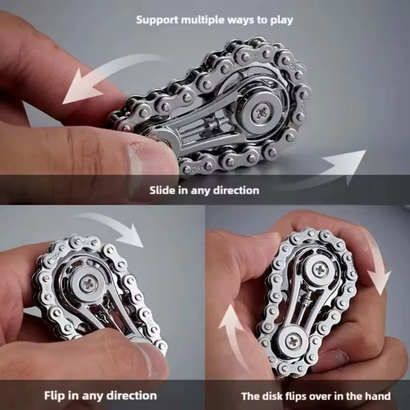 Pressure Relief Finger Chain Fidget Spinner - Metal Edition for Anxiety Relief