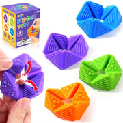 Set of 4 Silicone Fidget Sensory Flip Cubes for Stress Relief and Tactile Stimulation, Ideal for ADHD