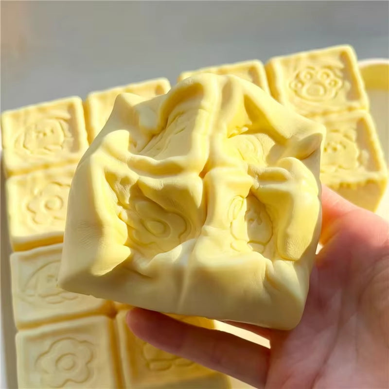 Squishy Strawberry Chocolate Milk Cube Cake Bread Squeeze Toy Soft Stress Relief Slow Rising Sensory Fidget Toys for ADHD Autism