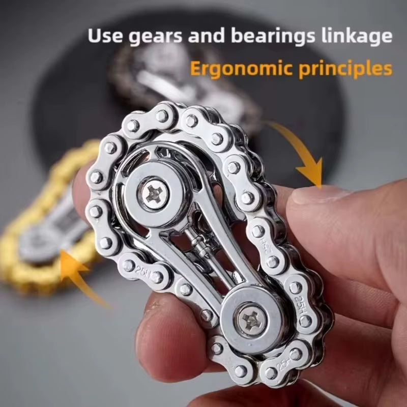 Pressure Relief Finger Chain Fidget Spinner - Metal Edition for Anxiety Relief