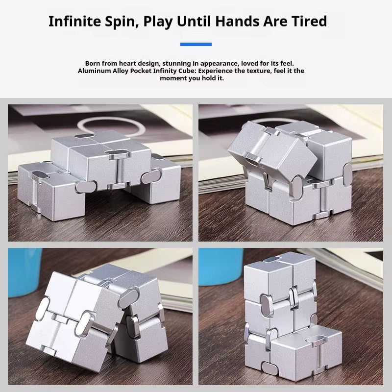 Infinity Cube Fidget Toy - Durable Aluminum Alloy Stress Relief Tool for Adults - Pocket-Sized Decompression Gift for Daily Use