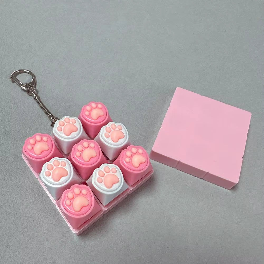 Silent Keyboard Fidget Toy,Fidget Keyboard for Stress Relief Cat'S Paw Keyboard Fidget Clicker,Anti-Anxiety Keyboard Keychains