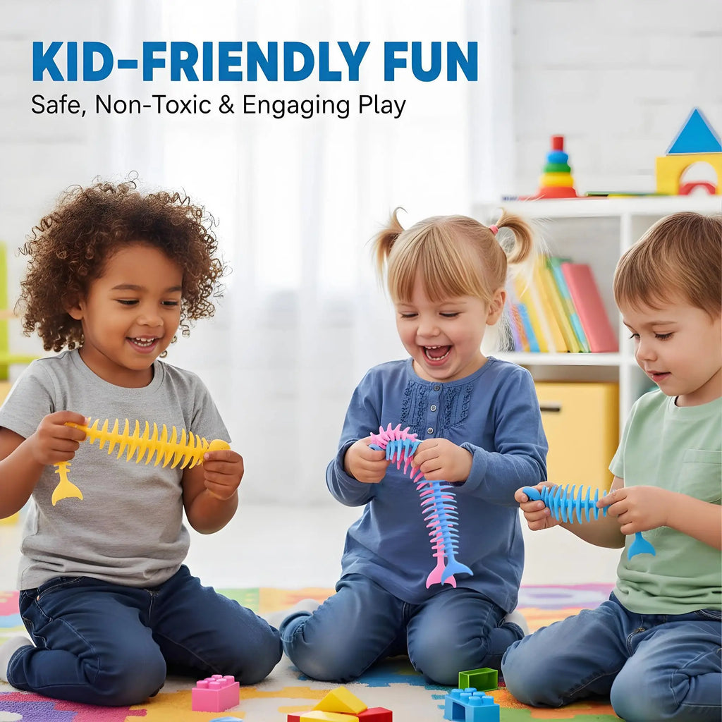 5/10/20/40Pcs Squishy Fidget Toys,Fish Bone Sensory Toys, Muticolor Stretchy Strings Toy for Stress Relief, Tangle Fidget Toy,