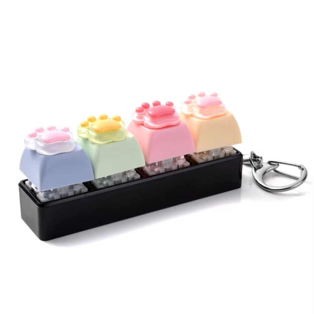 Backpack Pendant Cat'S Paw Keyboard Fidget Colorful Design Smooth Texture Cat Paw Squishy Keychain Cat Paw Shape 4 Keys