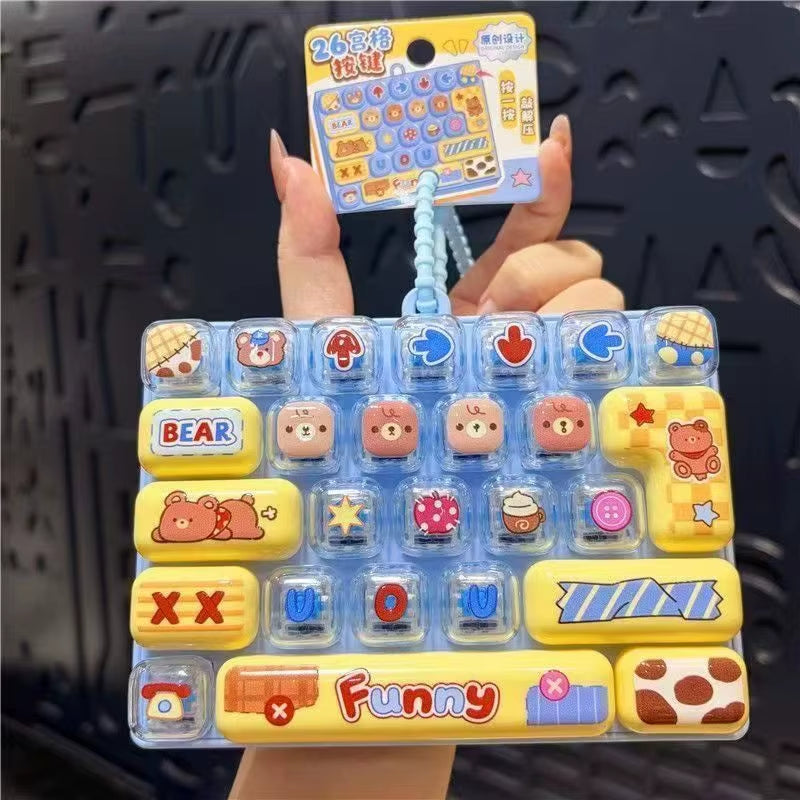 Spooky Fun Halloween 26-Grid Keycap Clicker Keychain - Stress Relief Fidget Charm for Backpacks & Gifts