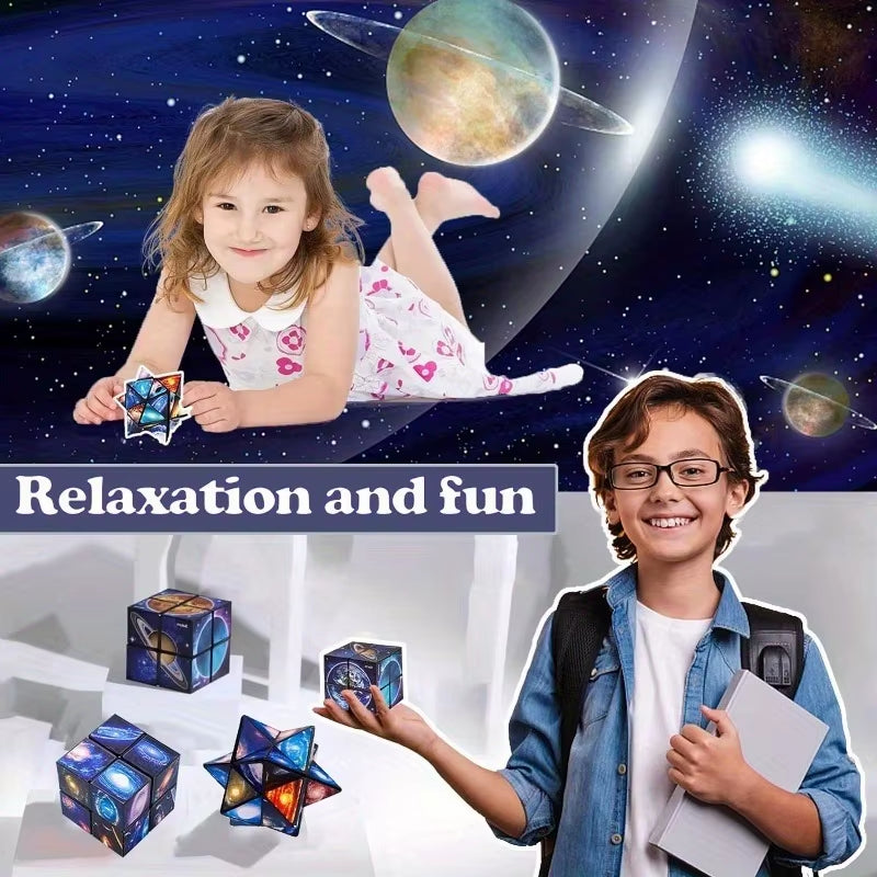 2 in 1 Star Sky Cube Magic Cube Toy Infinite Cube Fidget Toy Puzzle Twist Toy Creative Stress Relief Plaything Birthday Present