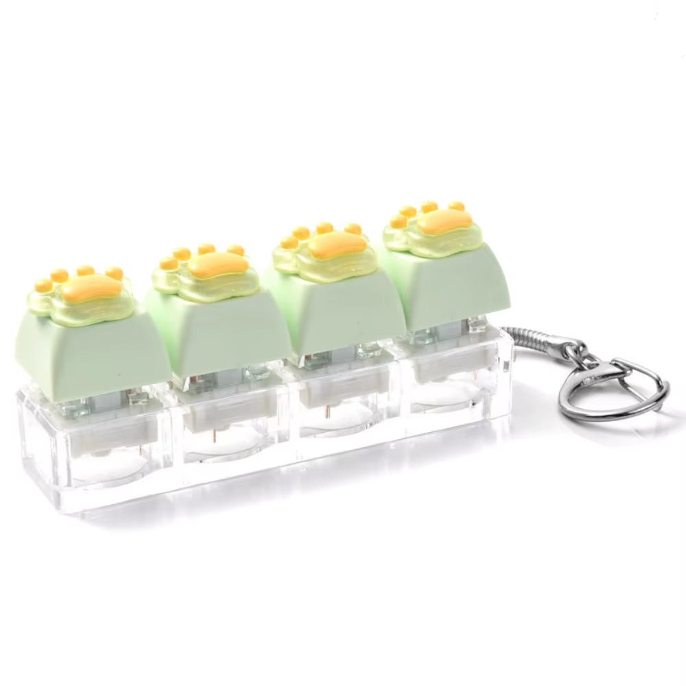 Backpack Pendant Cat'S Paw Keyboard Fidget Colorful Design Smooth Texture Cat Paw Squishy Keychain Cat Paw Shape 4 Keys