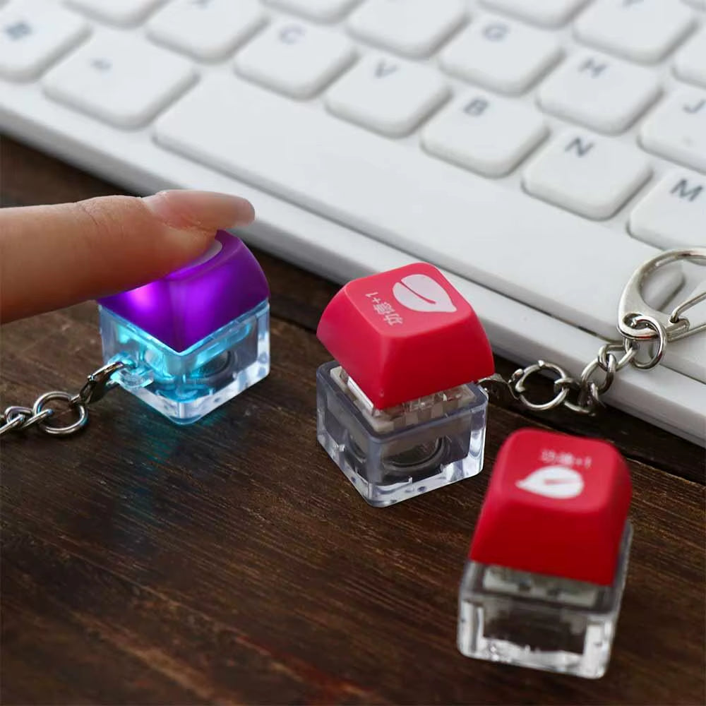 Luminous Fingertip Button Keychain Fidget Toy - Decompression Stress Relief Keycap for Instant Relaxation