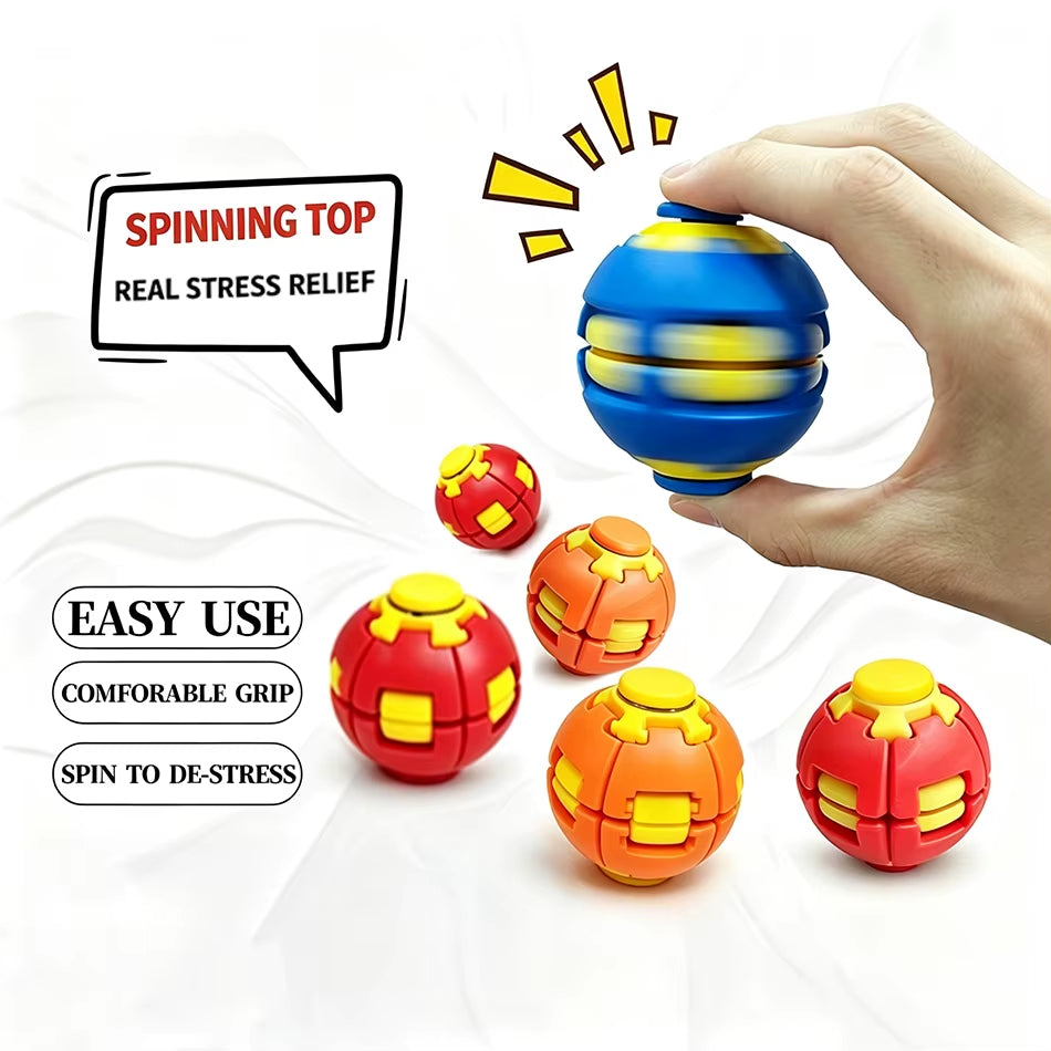 3D Printed Press to Spin Gear Fidget Ball Transformable Fidget Spinner Anxiety Stress Relief Toy Desktop Ornament Novelty Gift