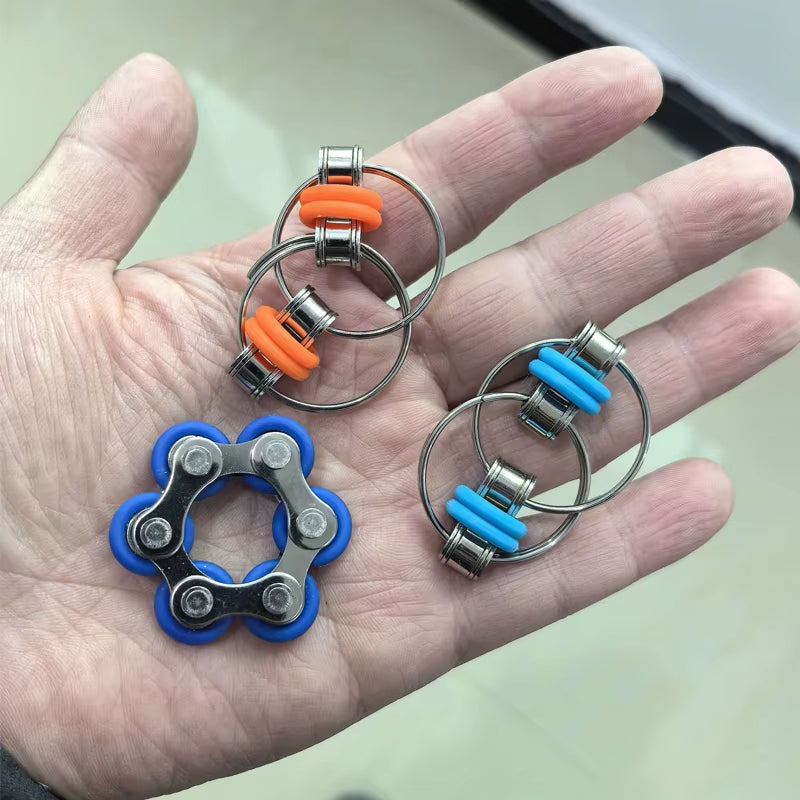 Fidget Toys Set Includes 2PCS Key Flippy Chain and 1PCS Six Roller Chain Anxiety Stress Relief Gifts for Adults Teens Boys