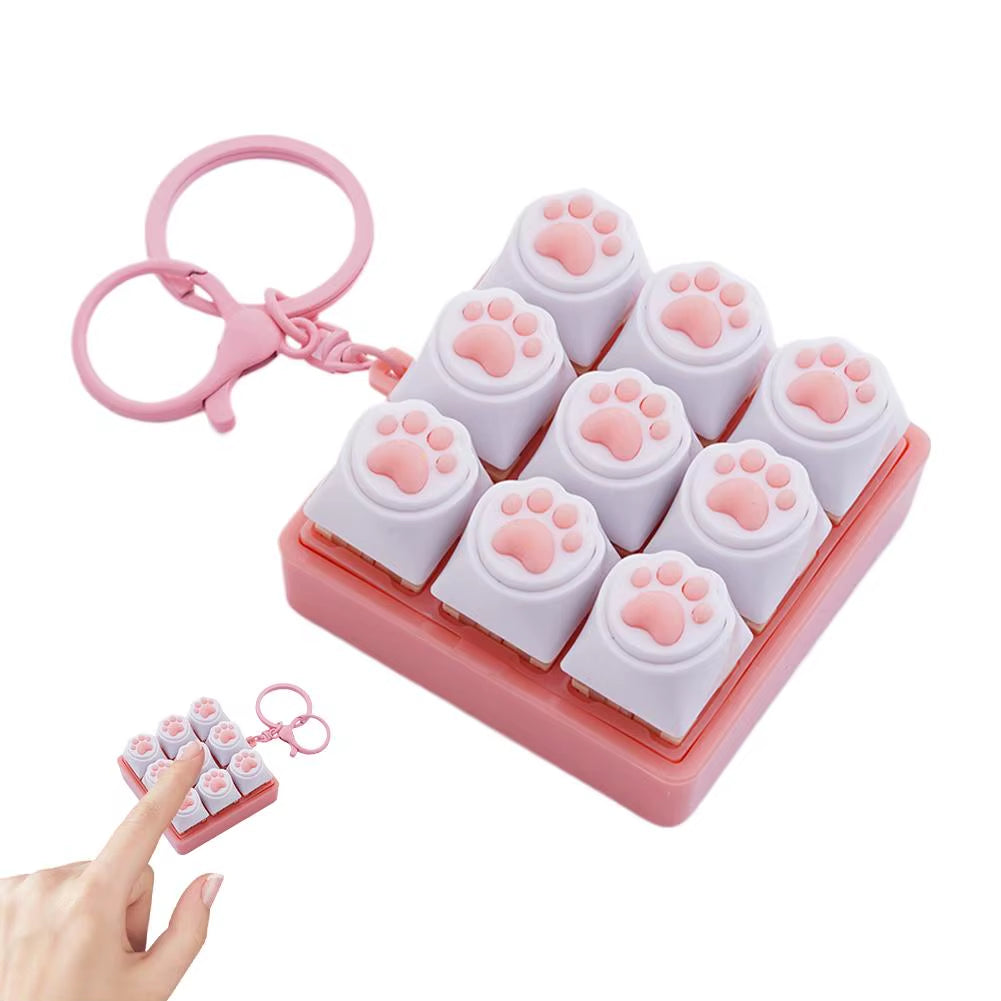Silent Keyboard Fidget Toy,Fidget Keyboard for Stress Relief Cat'S Paw Keyboard Fidget Clicker,Anti-Anxiety Keyboard Keychains
