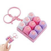 Silent Fidget Keyboard Toy for Stress Relief - Cat's Paw Clicker Keychain for Anxiety Management